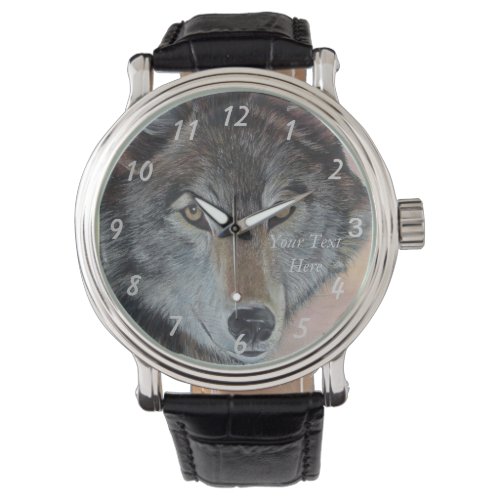 wildlife painting of gray wolf watch