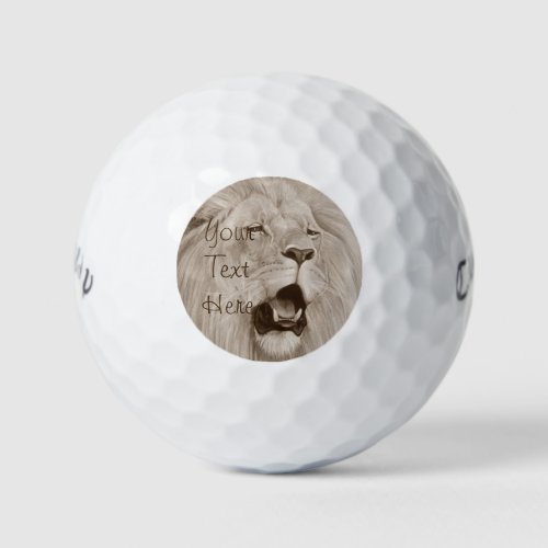 wildlife painting of lion roaring big cats  golf balls