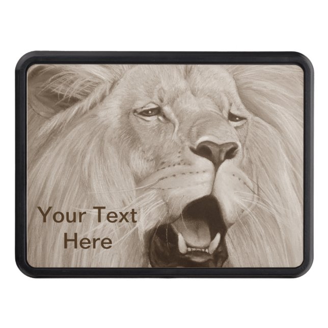 wildlife painting of lion roaring big cats  hitch cover (Front)