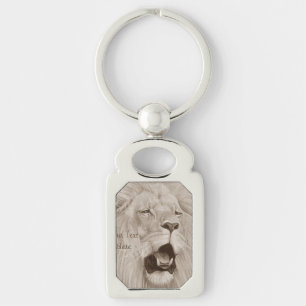 wildlife painting of lion roaring big cats keychain