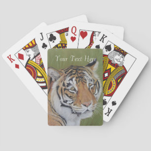 wildlife painting of tiger with sad eyes big cat poker cards