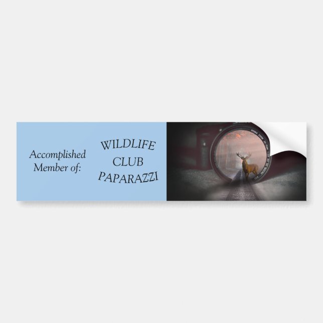 Wildlife Paparazzi Club -Wildlife Photographer  Bumper Sticker (Front)