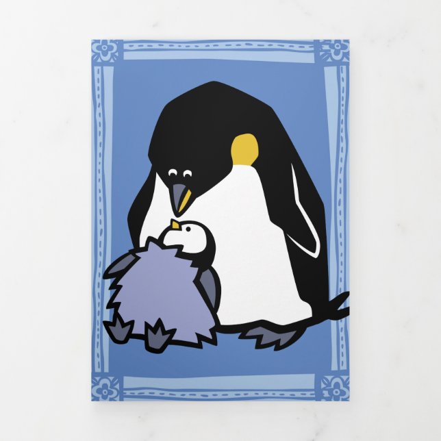Wildlife Penguin Puzzle Greeting Card Trifold (Cover)