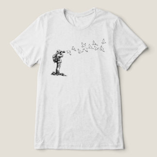 Wildlife Photographer Bird Watching Silhouette Tri-Blend Shirt