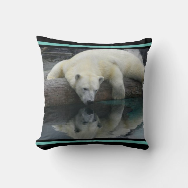 Wildlife Photography Polar Bear Throw Pillow (Front)