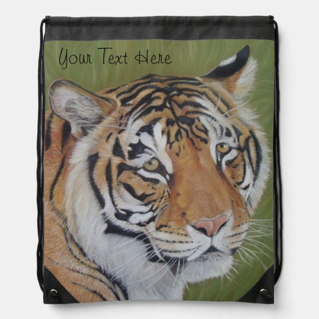 wildlife picture of big cat tiger drawstring bag (Front)