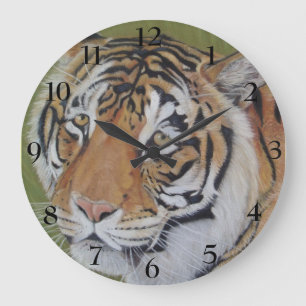 wildlife picture of big cat tiger large clock