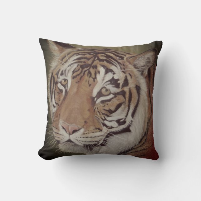 wildlife picture of big cat tiger throw pillow (Front)