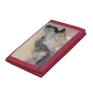 wildlife picture of howling gray wolf trifold wallet