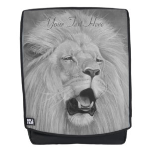 wildlife picture of lion roaring big cat backpack