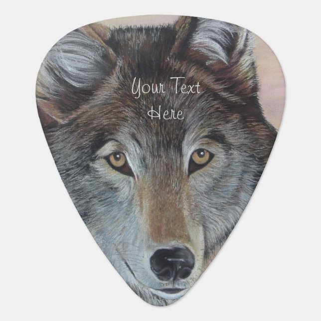 wildlife pictures of gray wolf guitar pick (Front)