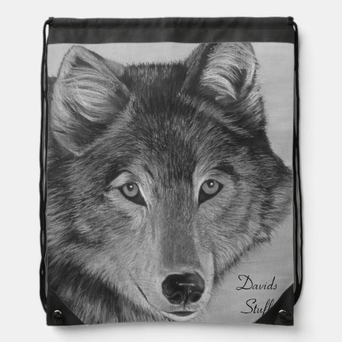 wildlife pictures of wolves gray wolf drawstring bag