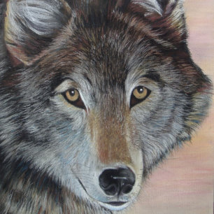 wildlife portrait painting of gray wolf jigsaw puzzle