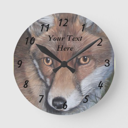 wildlife portrait picture of red fox round clock