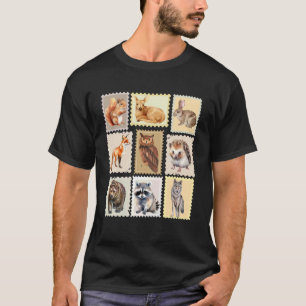 Wildlife Postage Stamp Design of Woodland Creature T-Shirt