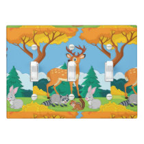 Wildlife Raccoon Chipmunk Rabbit Deer Fall Landsca Light Switch Cover