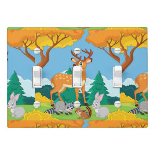 Wildlife Raccoon Chipmunk Rabbit Deer Fall Landsca Light Switch Cover