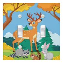 Wildlife Raccoon Chipmunk Rabbit Deer Fall Landsca Light Switch Cover