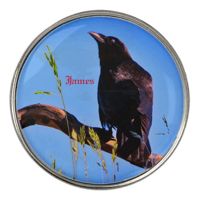 Wildlife Raven Bird Golf Ball Marker (Front)