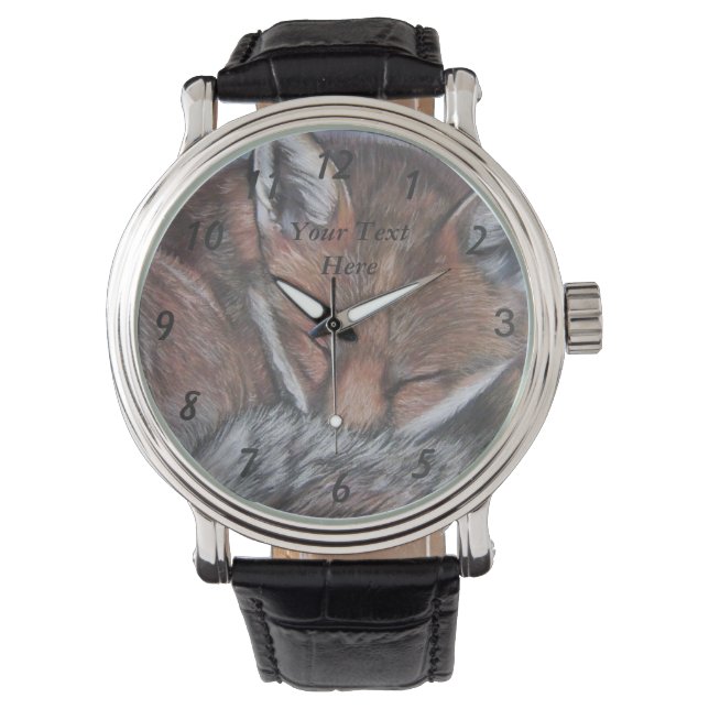 wildlife realist  painting of sleeping red fox watch (Front)