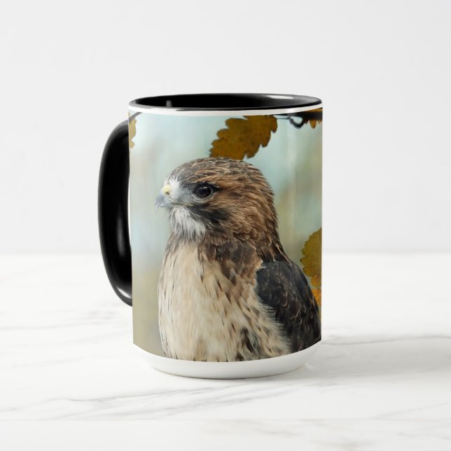Wildlife Red Tailed Hawk Autumn Photo Mug (Front Left)