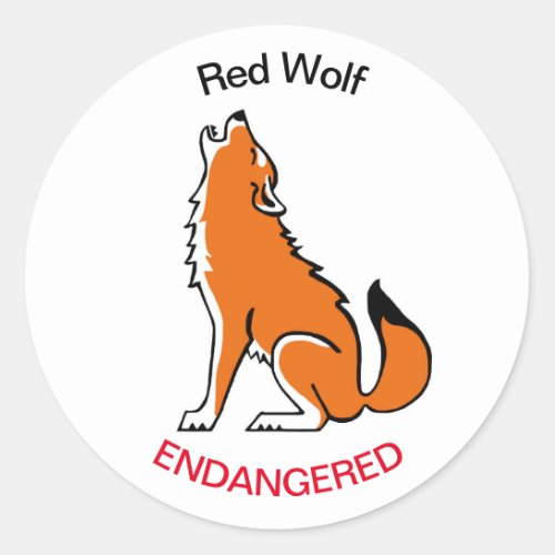  Wildlife Red WOLF _Animal activist_ Conservation_ Classic Round Sticker