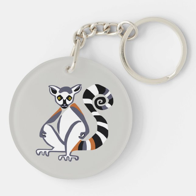 Wildlife -Ring-tailed LEMUR - Endangered animal -  Keychain (Back)