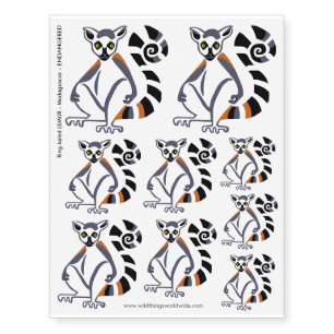 Wildlife - Ring-tailed LEMUR - Endangered animal Temporary Tattoos