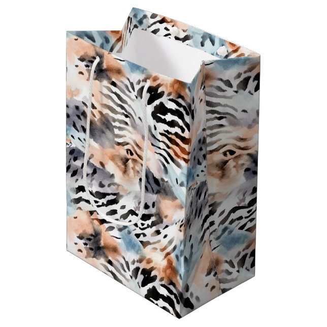 Wildlife Safari Animals Furs Prints Patterns Medium Gift Bag (Front Angled)