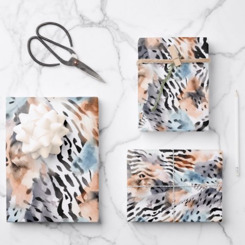 Wildlife Safari Animals Furs Prints Patterns Wrapping Paper Sheets