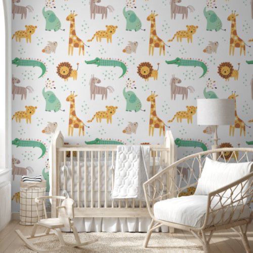Wildlife Safari Cute Animal Pattern Wallpaper