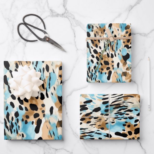 Wildlife Safari Furs Prints Patterns Exotic Jungle Wrapping Paper Sheets (Front)