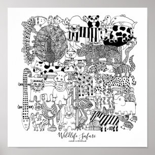 Wildlife Safari Illustration Poster