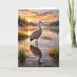 Wildlife Sandhill Crane Reflective Wetland Scene Card