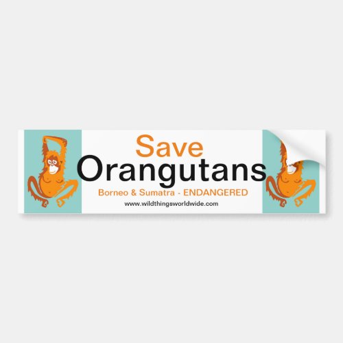 Wildlife _ Save ORANGUTANS _ Endangered animal Bumper Sticker