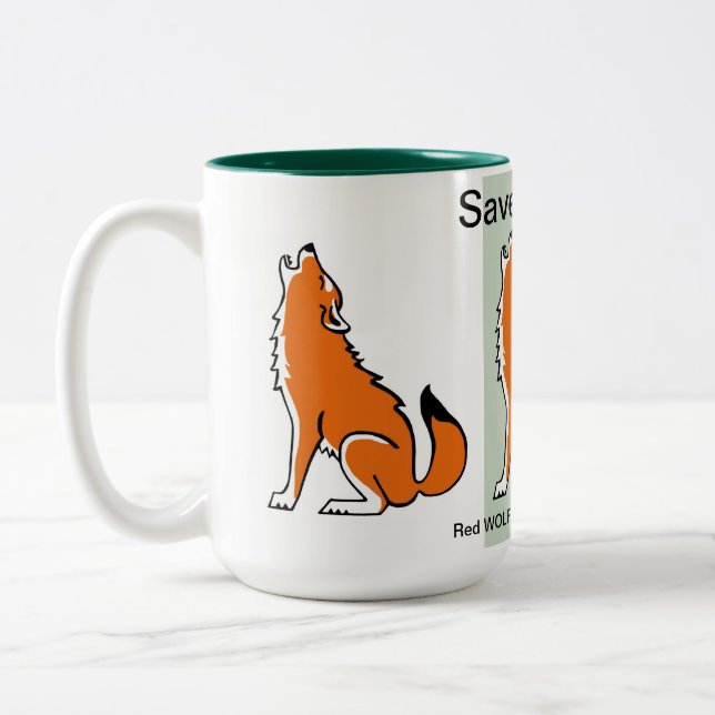 Wildlife -  Save Red WOLVES- Conservation- Nature Two-Tone Coffee Mug (Left)