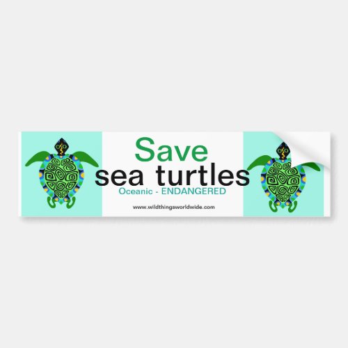 Wildlife _ Save Sea TURTLES _Nature _  turquoise Bumper Sticker
