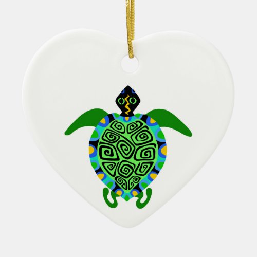 Wildlife _ Sea TURTLE _Marine_ aquatic _Heart Ceramic Ornament