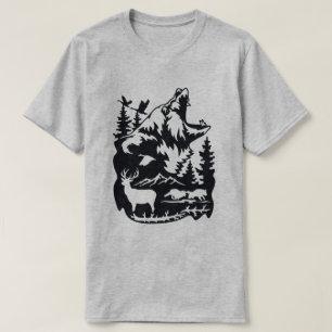 Wildlife Silhouette Featuring Bear, Deer T-Shirt