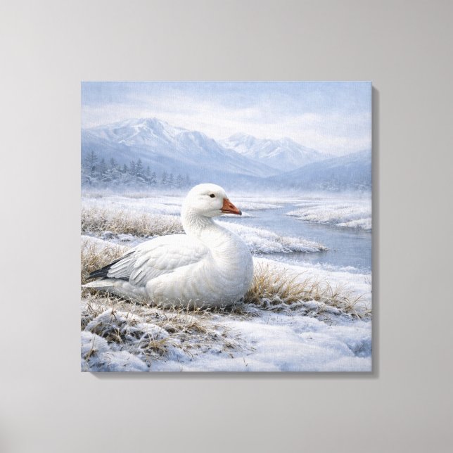 Wildlife Snow Goose Winter Canvas Print (Front)