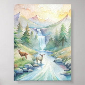 : Wildlife Symphony - Watercolor Harmony Poster
