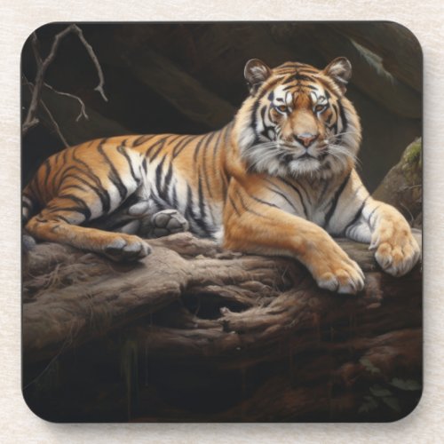 Wildlife Tiger Portrait Beverage Coaster
