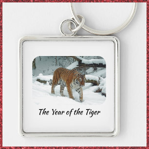 Wildlife Tiger Winter Photo Keychain