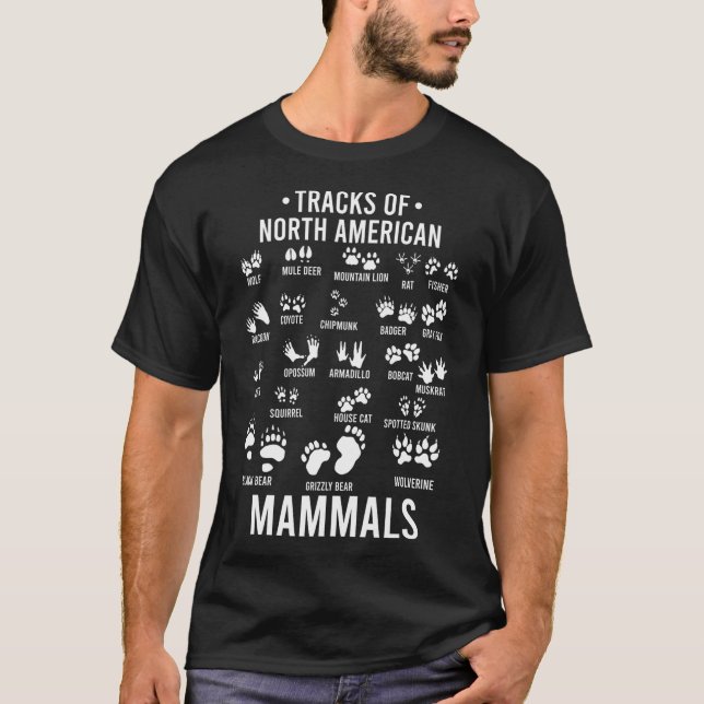 Wildlife Tracks of North American Mammals Funny T-Shirt (Front)