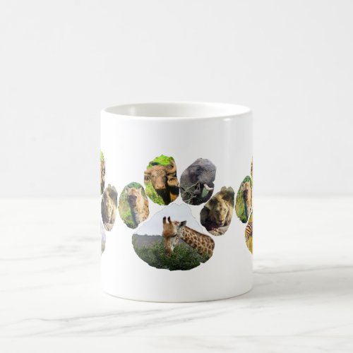 African wildlife mugs with photos of elephants, giraffes, lions, rhinos and more. gifts for wildlife lovers.