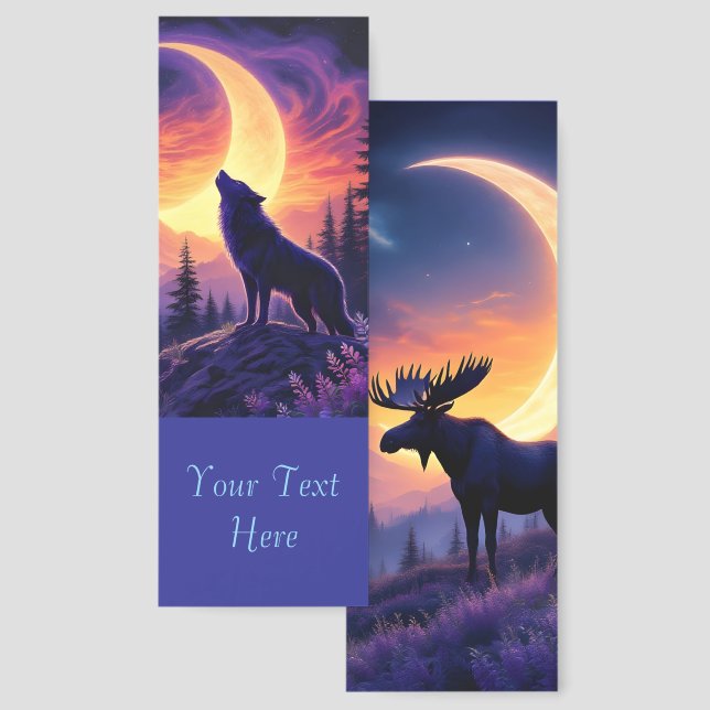 Wildlife under the moon bookmarks (Front & Back)
