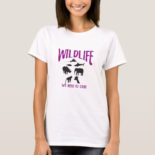 Wildlife We need to care Animal Silhouettes Tshirt