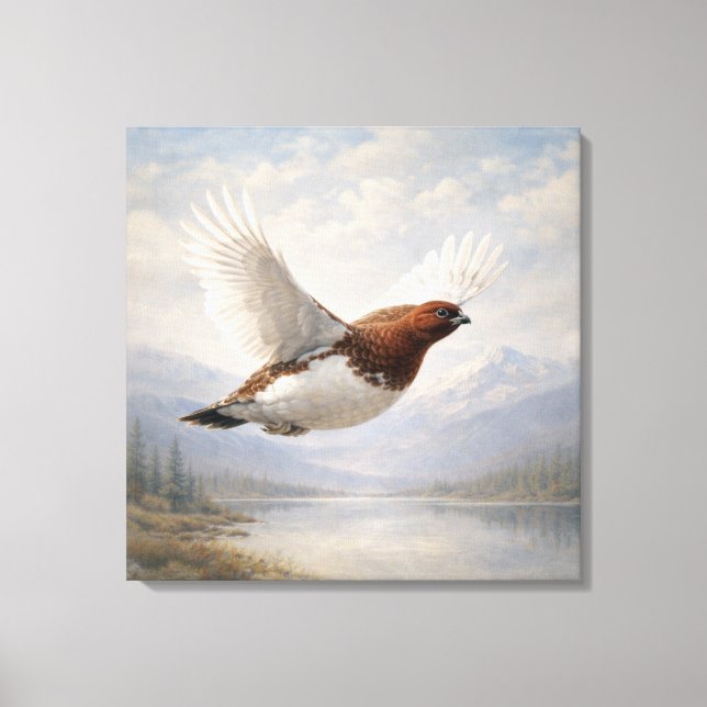 Wildlife Willow Ptarmigan in Flight Canvas Print (Front)