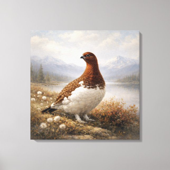 Wildlife Willow Ptarmigan Tundra Landscape Canvas Print (Front)