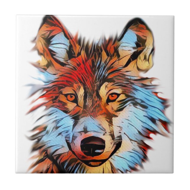 Wildlife Wolf Art Ceramic Tile (Front)
